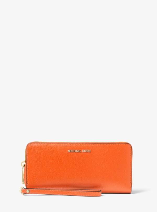 Damske Penazenky Michael Kors Leather Continental Wristlet Oranžové - Doplnky Michael Kors Akcia | SNEQW-3602
